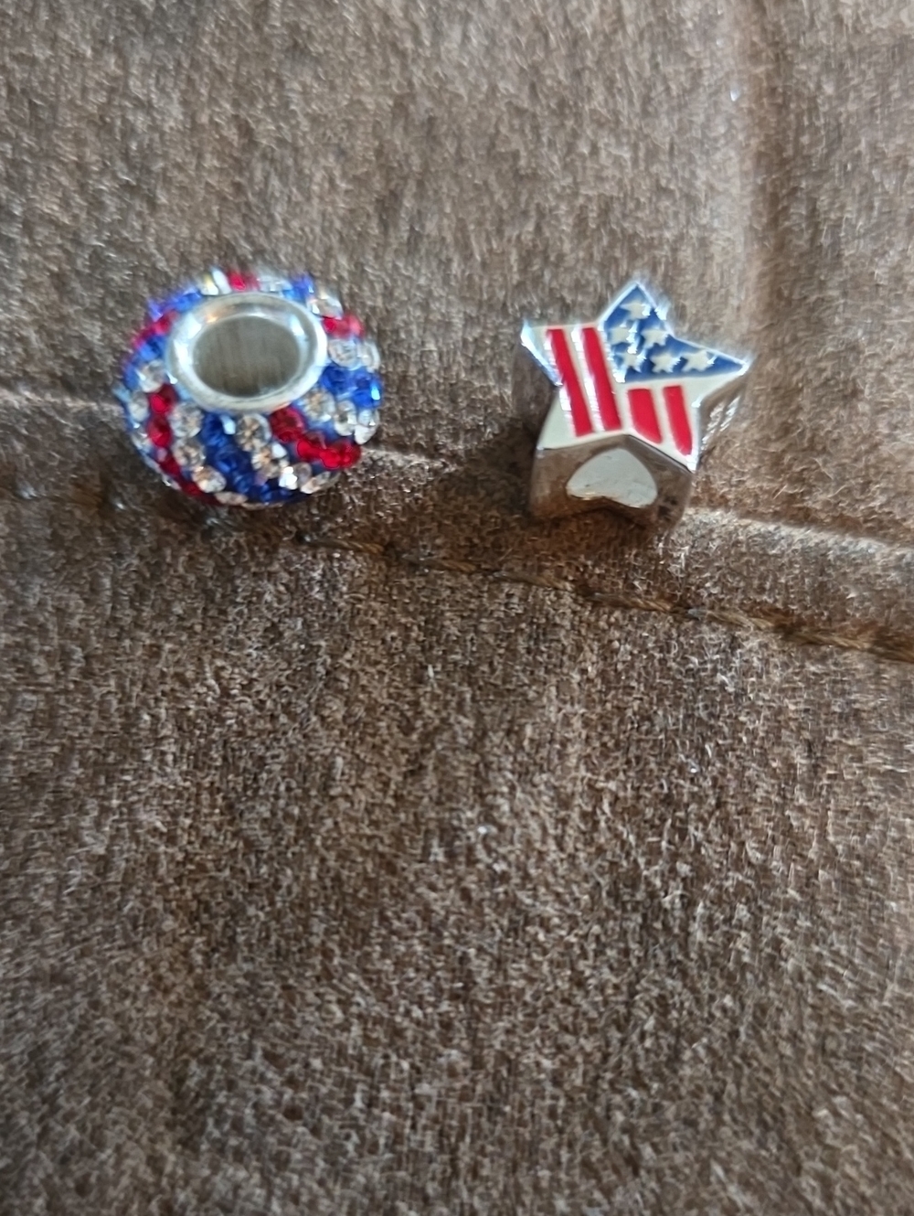 Patriotic Red White Blue Bead & Star Charm Set